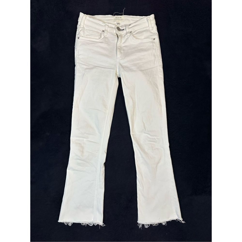 McGuire White Raw Hem Flared Jeans USA Made Sz Womens 26 BR